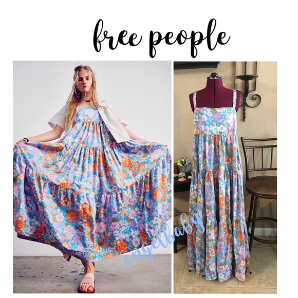 Free People Dresses & Skirts - Free People Park Slope Maxi Dress in Bluebell Combo!